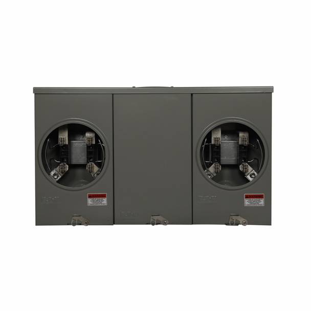EATON 1004401BCH 2-Position 3-Wire Horizontal Ganged Horn Bypass Meter Socket, 600 VAC, 200 A, 1 ph Phase