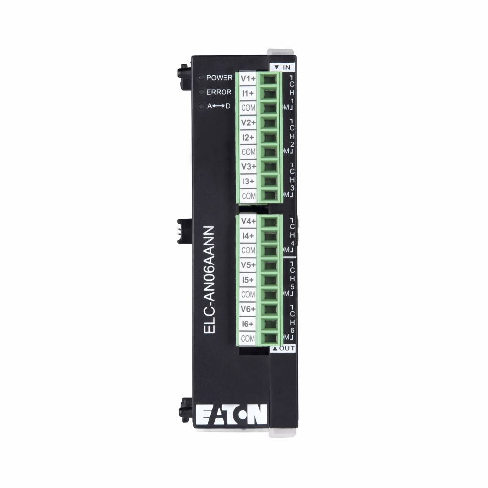 EATON ELC-AN06AANN Right Side Bus Analog I/O Module, 24 VDC, 170 mA, 4 Inputs, 2 Outputs, 11/12 bit Resolution