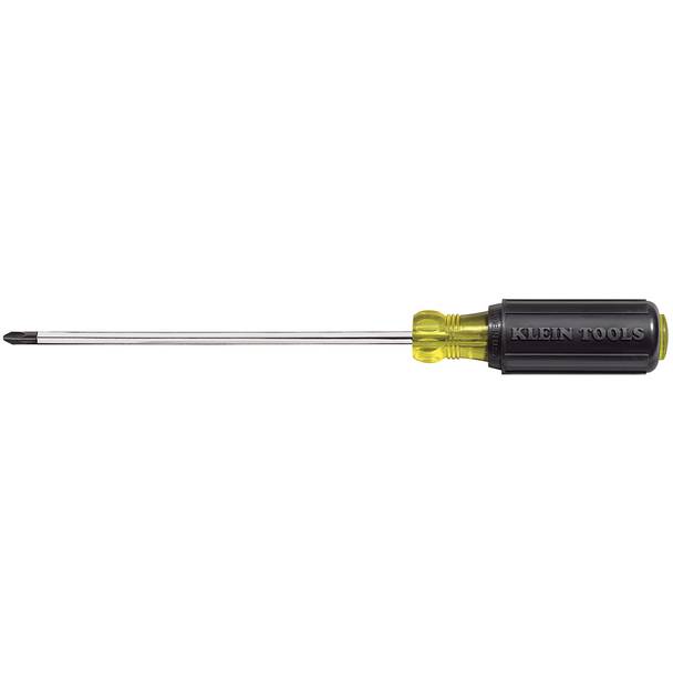 Klein® Cushion-Grip® 603-6 Screwdriver, #3 Phillips® Point, Steel Shank, 11 in OAL, Plastic Handle, Polished Chrome, ANSI/ASME Specified