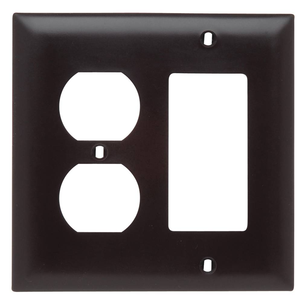 Pass & Seymour® TradeMaster® TP826 TP Series Standard Combination Wallplate, 2 Gangs, 5-1/2 in, Thermoplastic, Brown
