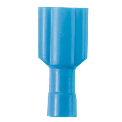 Panduit® DiscoGrip™ DPF14-250FIM-L DPF-FIM Fully Insulated Loose Piece Vibration-Resistant Disconnect, 16 to 14 AWG Conductor, 0.25 in W x 0.032 in THK Tab, Butted Seam/Funnel Entry/Insulation Support Barrel, Brass, Blue