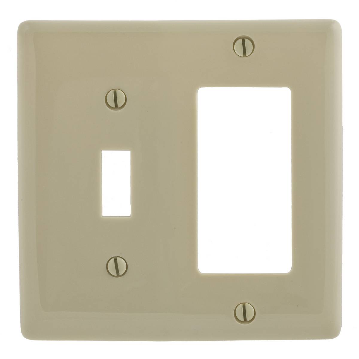 Wiring Device-Kellems NPJ126I Mid-Size Combination Wallplate, 2 Gangs, 4.94 in W x 4.88 in H, Nylon, Ivory (Planned Obsolescence by Manufacturer)
