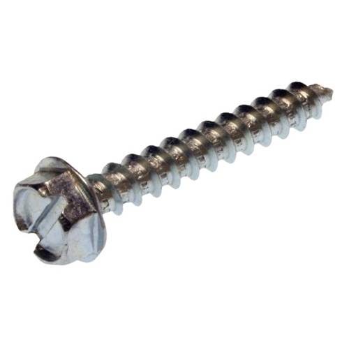 Metallics JDS186 Tapping Screw, #12, 1/2 in OAL, Indented Hex/Washer Head, Hex/Slotted Drive, Steel, Zinc Plated