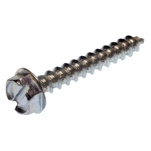 Metallics JDS154 Sheet Metal Screw, #8-15, 1/2 in OAL, Indented Hex/Washer Head, Slotted Drive, Steel, Zinc Chromate, Self-Piercing Point