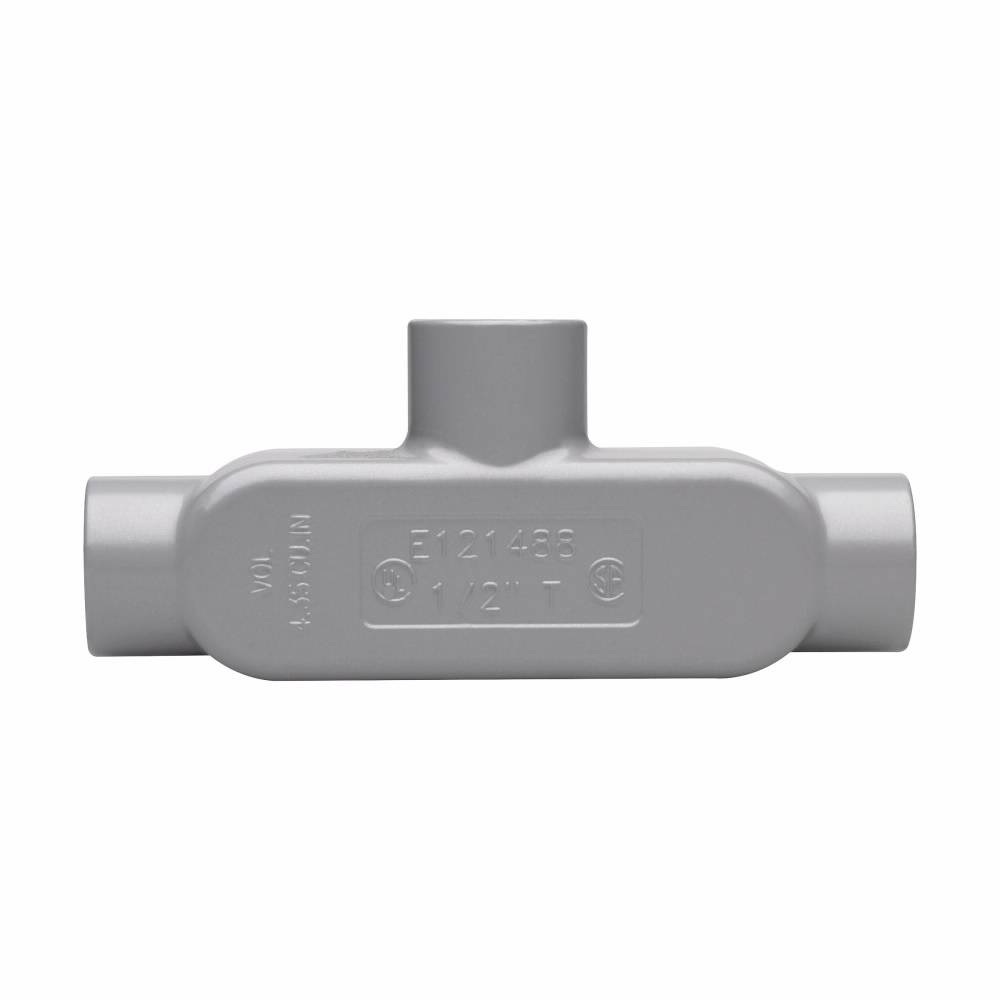 EATON Crouse-Hinds Condulet® T15 Type T Conduit Outlet Body, 1/2 in Hub, 5 Form, 4.35 cu-in Capacity, Die Cast Copper-Free Aluminum, Epoxy Powder Coated