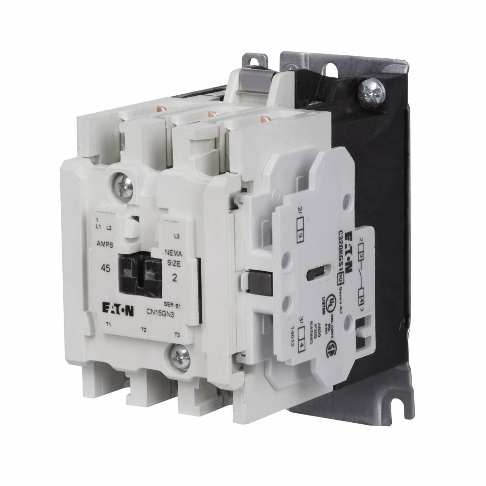 EATON CN15GN3AB Freedom 1/3-Phase G-Frame Non-Reversing NEMA Contactor With Steel Mounting Plate, 110/120 VAC V Coil, 45 A, 1NO Contact, 3 Poles