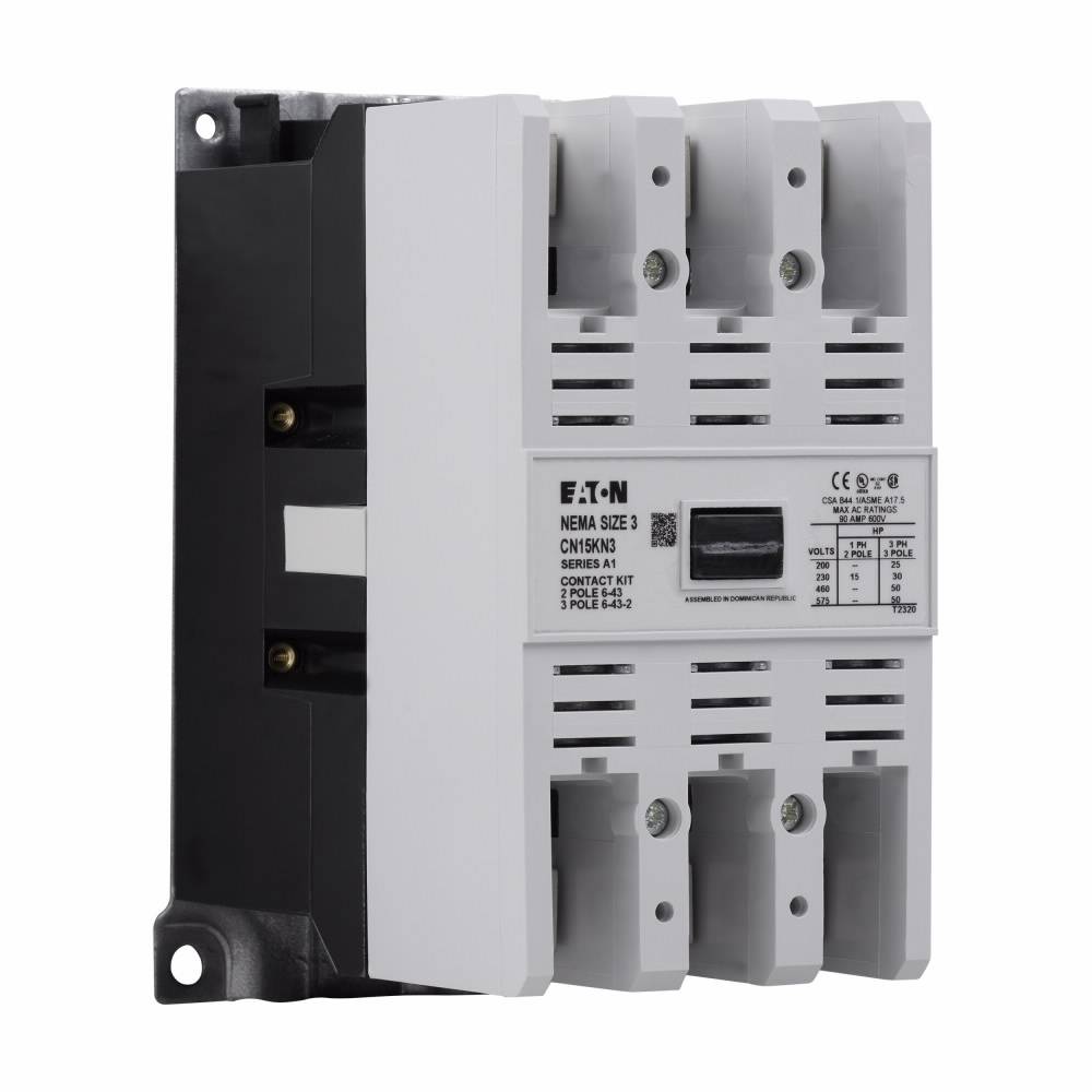 EATON CN15KN3A Freedom 3-Phase K-Frame Non-Reversing NEMA Contactor With Steel Mounting Plate, 110/120 VAC V Coil, 90 A, 1NO Contact, 3 Poles