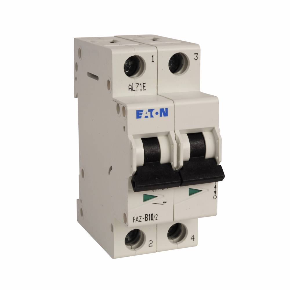 EATON FAZ-B1/2 Supplementary Protector, 480Y/277 VAC, 1 A, 7.5 to 15 kA Interrupt, 2 Poles, 3-5X/B-Curve Trip