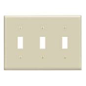 Leviton® 86011 Standard Size Wallplate, 3 Gangs, 4.5 in H x 6.37 in W, Thermoset, Ivory