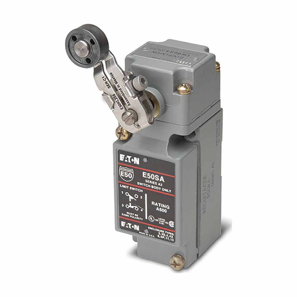 EATON E50AW26P12 Heavy Duty Plug-In Limit Switch, 10 A AC/1 A DC, Wobble Stick Actuator, 1NC-1NO Contact, 1 Poles