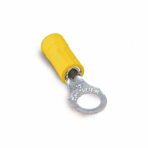 Sta-Kon® 10RC-6 RC Series Insulated Ring Terminal, 12 to 10 AWG Conductor, 1.06 in L, Brazed Seam Barrel, Copper, Yellow