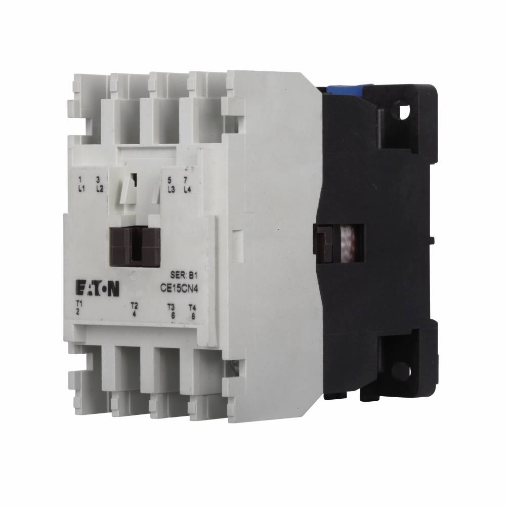 EATON CE15CN4AB Freedom C-Frame Non-Reversing IEC Contactor With Steel Mounting Plate, 110 VAC at 50 Hz, 120 VAC at 60 Hz V Coil, 12 A, 4NO Contact, 4 Poles