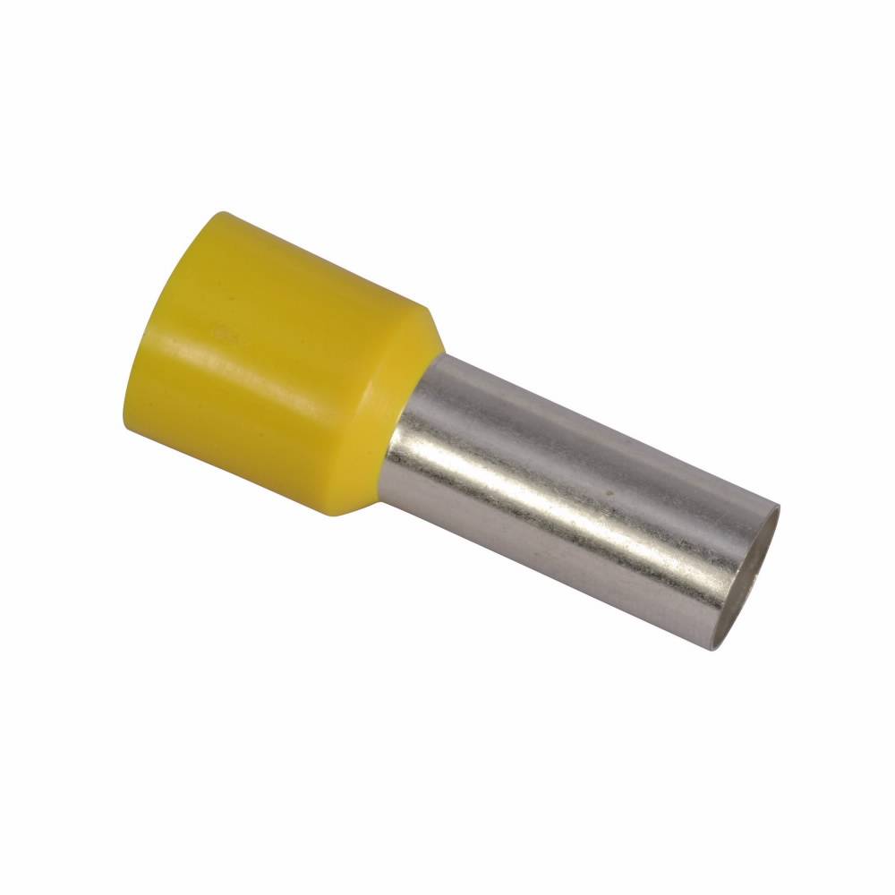 EATON XBAF19 IEC-XB Insulated Ferrule With Insulating Collar, 4 AWG, 1 in L, Soft Electrolytic Copper/Polypropylene Sleeve, Yellow