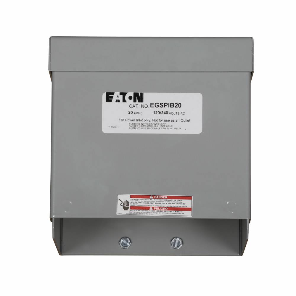 EATON EGSPIB20 1-Phase Power Inlet Box, 120/240 VAC, 20 A, For Use With Transfer Switch, NEMA 3R NEMA Rating