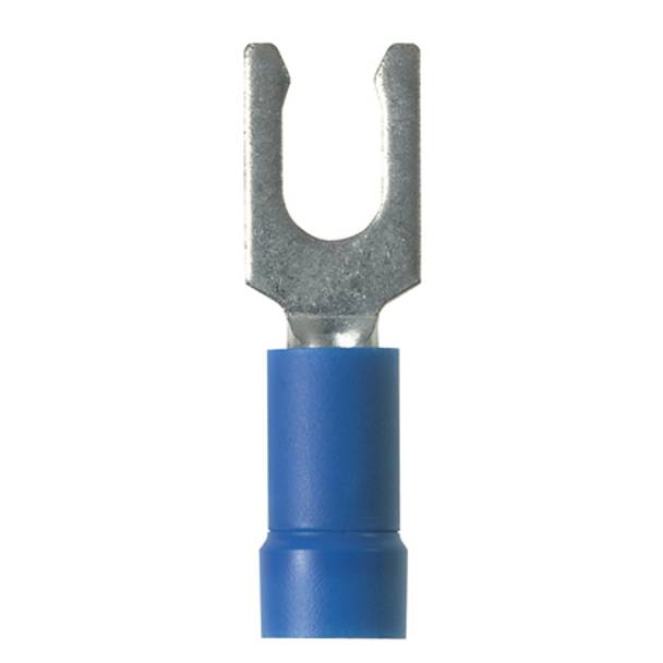 Panduit® Pan-Term® PV14-10LF-C Loose Piece Fork Terminal, #14 Conductor, 0.97 in L, Brazed Seam/Funnel Entry Barrel, Copper, Blue