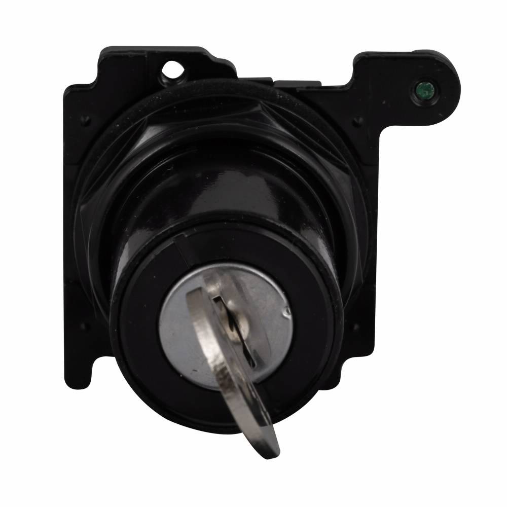 EATON E34KFB1 Corrosion-Resistant Non-Illuminated Selector Switch Operator With Cap, 30.5 mm, Keyed Operator, 2 Positions, Black