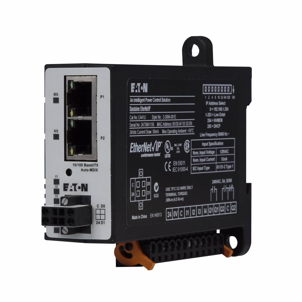 EATON C441V Ethernet Communication Adapter, 24 VDC, 50 mA, 10/100 Mbps ...