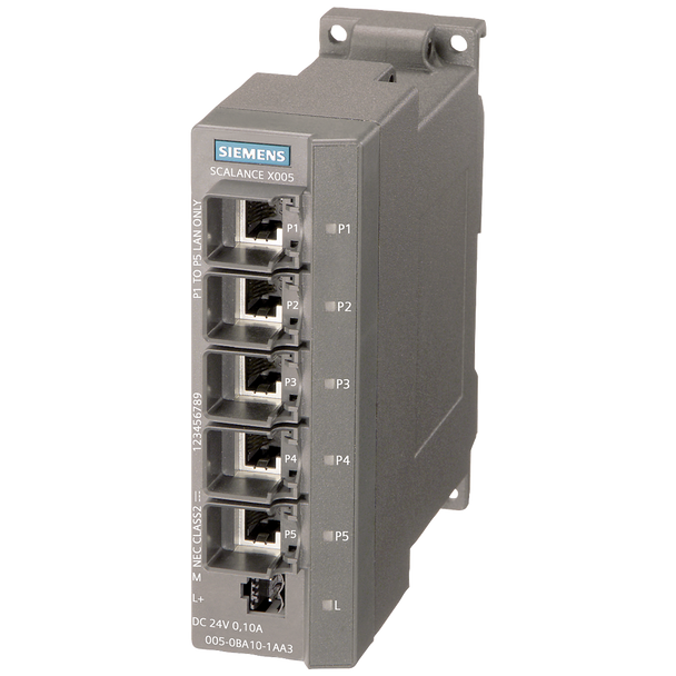 Siemens 6GK50050BA101AA3 SCALANCE X005 Unmanaged SIMATIC Entry Level Switch, RJ-45 Port, PRP Protocol