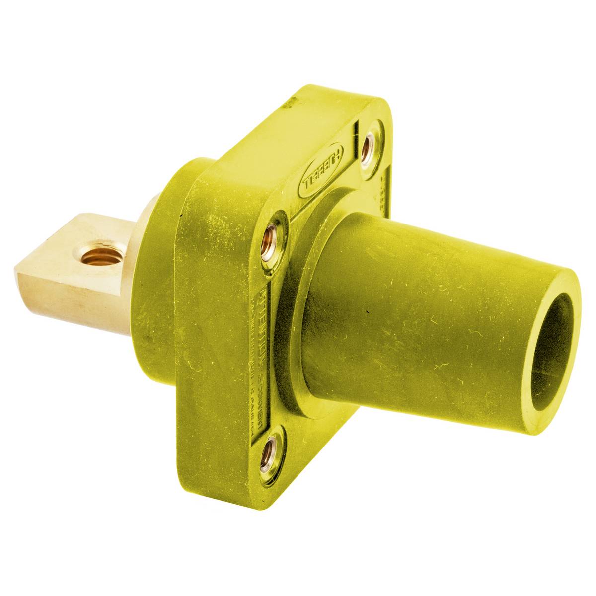 Wiring Device-Kellems HBLFRBY 16 Series 1-Pole Female Heavy Duty Industrial Grade Standard Straight Single Pole Receptacle With 300/400 A Plug, 600 VAC/250 VDC, 400 A, 4 to 4/0 AWG Wire, Screw Terminal Connection