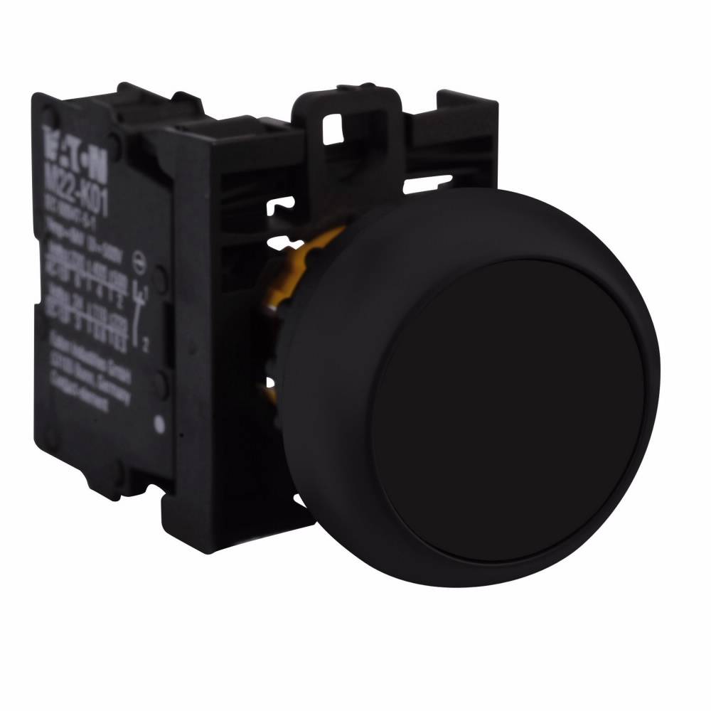 EATON RMQ-Titan® M22S-D-S-K10 Modular Non-Illuminated Pushbutton, 22.5 mm, 1NO Contact, Black