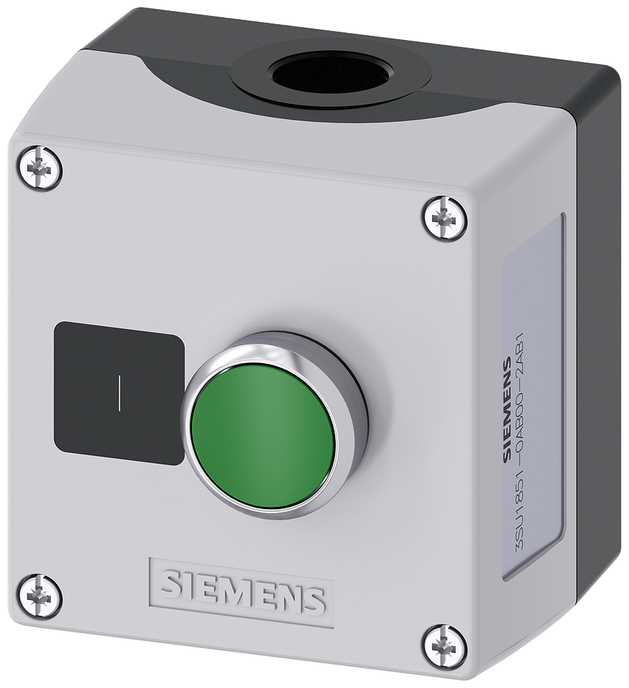 Siemens SIRIUS ACT 3SU18510AB002AB1 Round Pushbutton Control Station w/ Recess for Label, 5 to 500 VAC/VDC, 10 A, 1NO Contact, NEMA 1/2/3/3R/4/4X/12/13/IP66/IP67/IP69/IP69K NEMA Rating