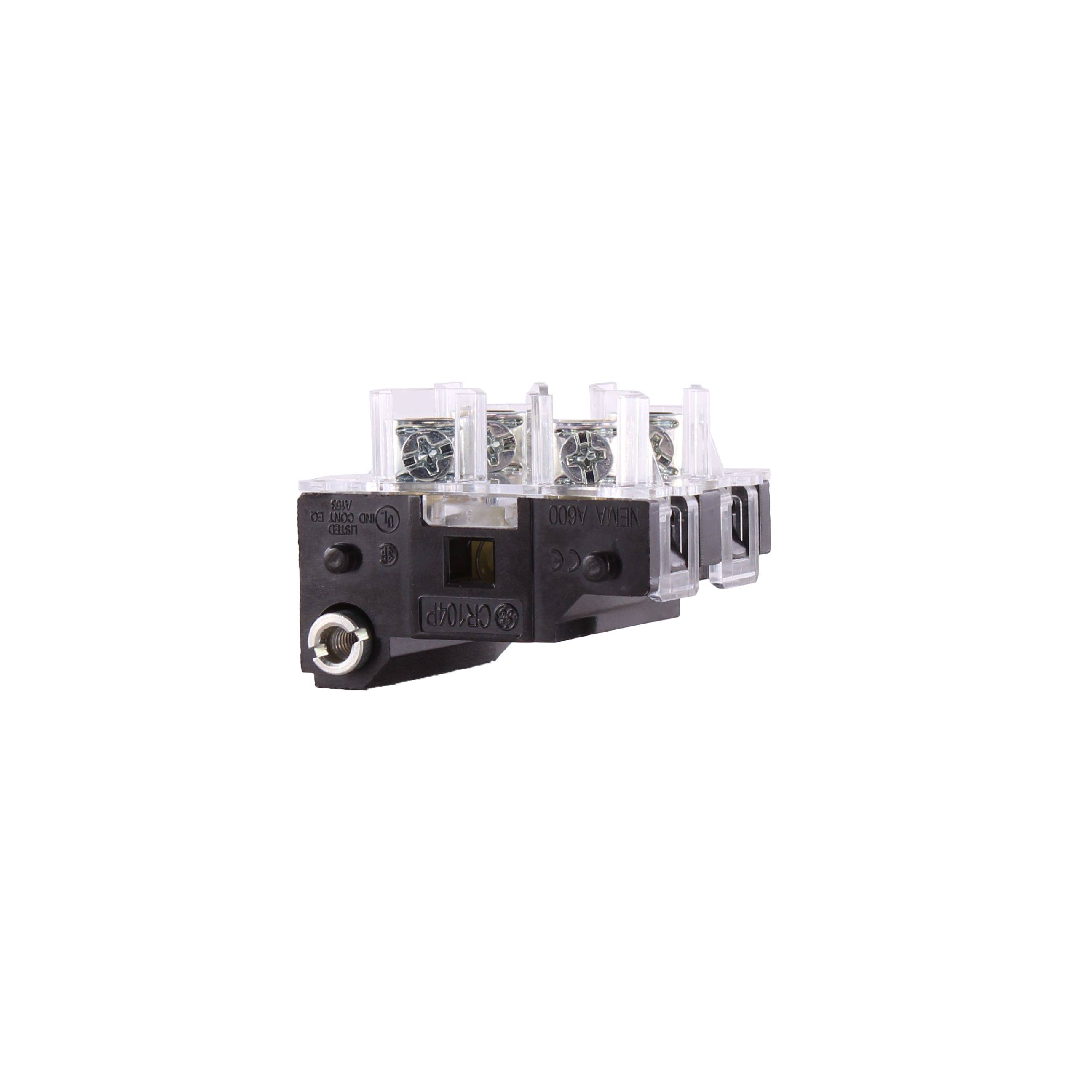 GE CR104PXC91 Standard Contact Block, 30.5 mm, 1NC-1NO Contact, 10 A at 600 VAC/VDC Contact, Silver Alloy Contact, White