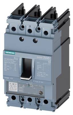 Siemens 3VA5140-4EC31-0AA0 Molded Case Circuit Breaker, 690 VAC/500 VDC, 125 A, 25 kA Interrupt, 3 Poles, Thermal/Magnetic Trip