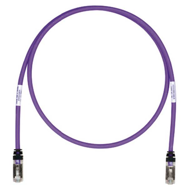 Panduit® 10Gig™ PanNet® TX6A™ STP6X3VL Class EA Patch Cord With TX6A™ 10Gig™ Modular Plugs on Each End, Cat 6A, 26 AWG S/FTP Copper Shielded Stranded Conductor, RJ45 Modular Plug x Modular Plug Boot Connector, 3 ft L Cord, Violet