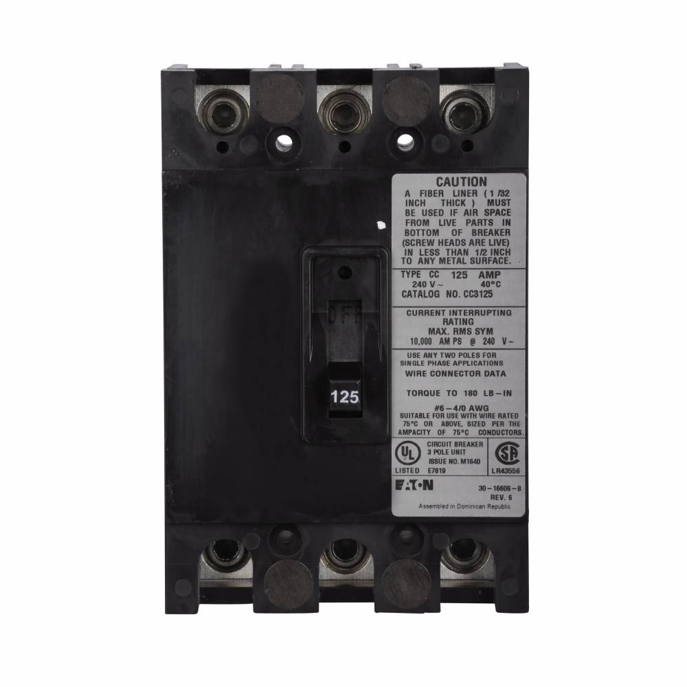 EATON CC3200 Type CC Molded Case Circuit Breaker, 240 VAC, 200 A, 10 kA ...
