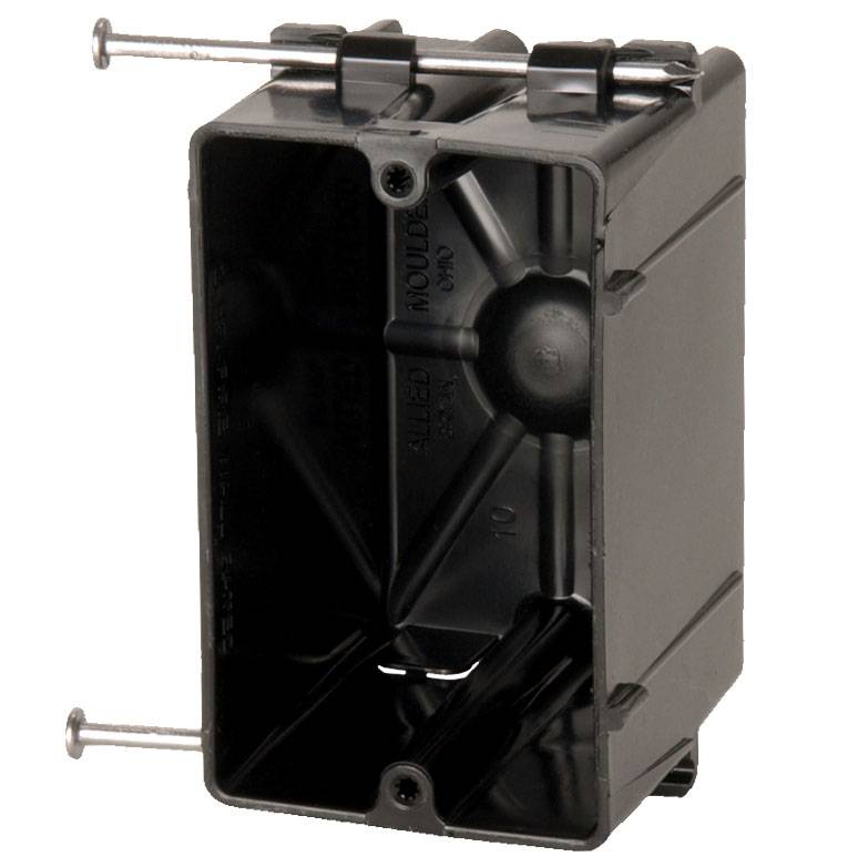 Allied Moulded flexBOX® P-181 Non-Conductive Non-Metallic Switch/Receptacle Box With Knockouts, PVC, 18 cu-in Capacity, 1 Gangs, 2 Outlets, 4 Knockouts, 3-3/4 in H x 2-5/16 in W x 2-5/8 in D