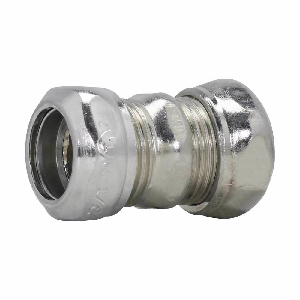EATON Crouse-Hinds 664 Compression Coupling, 1-1/2 in, For Use With EMT Conduit, Steel, Zinc Plated
