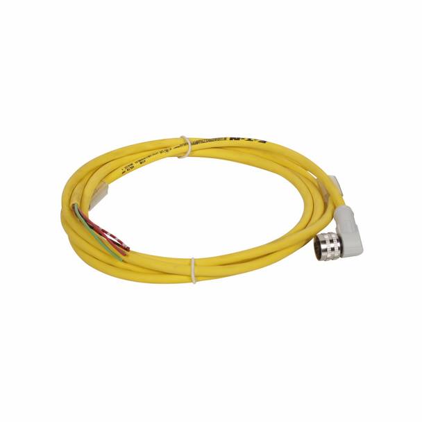 EATON CSAR4F4RY2202 Global Plus Photoelectric Sensor Cordset, 4-Pin AC Micro Right Angle Female Connector, 6-1/2 ft L Cable