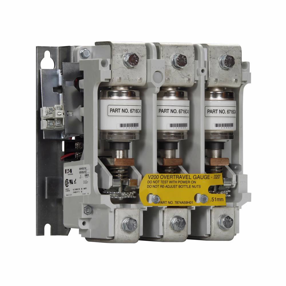 EATON V201K5CJZ1J8 Non-Reversing NEMA Vacuum Contactor, 110/120 V V Coil, 270 A, 2NO Contact, 3 Poles