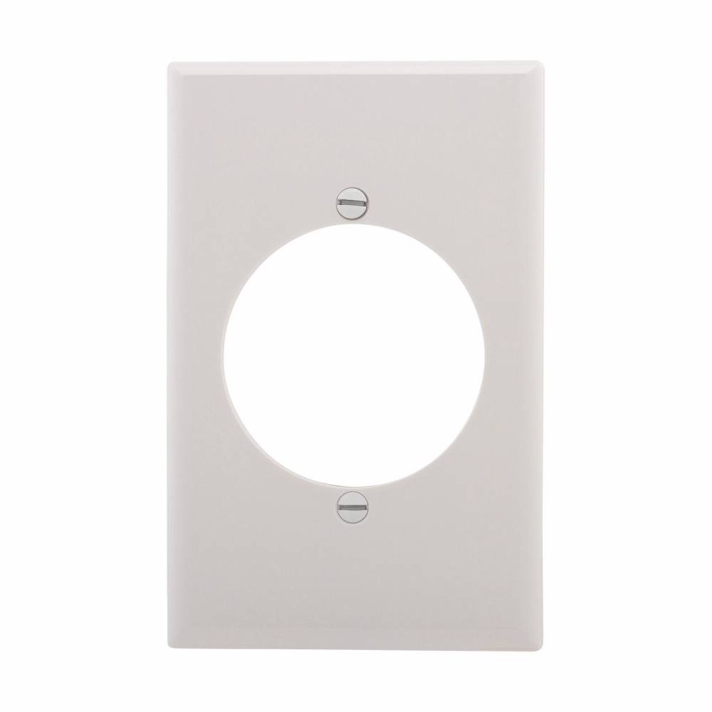 EATON PJ724W Mid-Size Screwless Receptacle Wallplate, 1 Gang, 4.87 in H x 3.12 in W, Polycarbonate, White