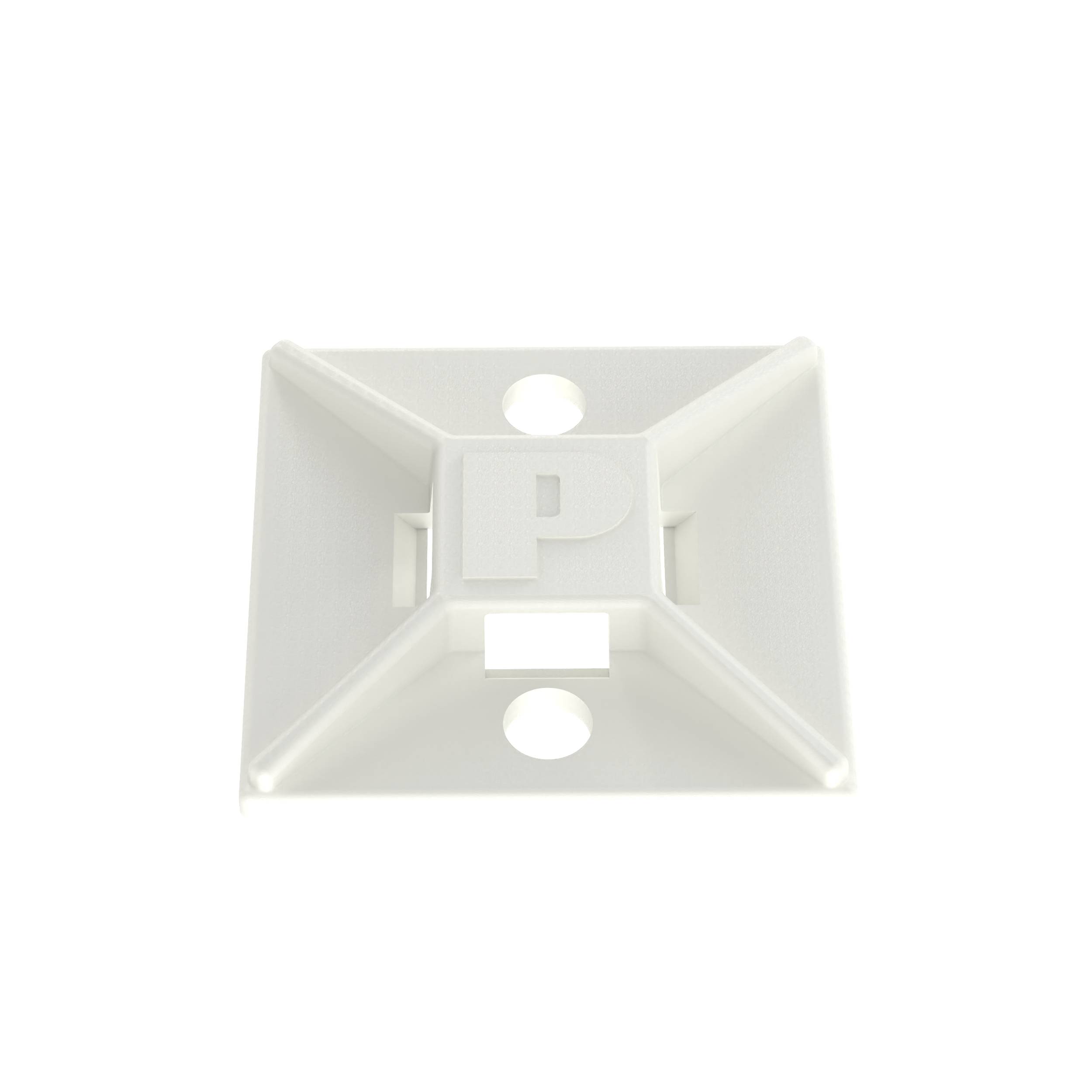 Panduit® ABM112-AT-D Weather-Resistant Cable Tie Mount, 4-Way, Acrylic Adhesive Tape Mount, 0.19 in W Tie, Nylon 6.6, White