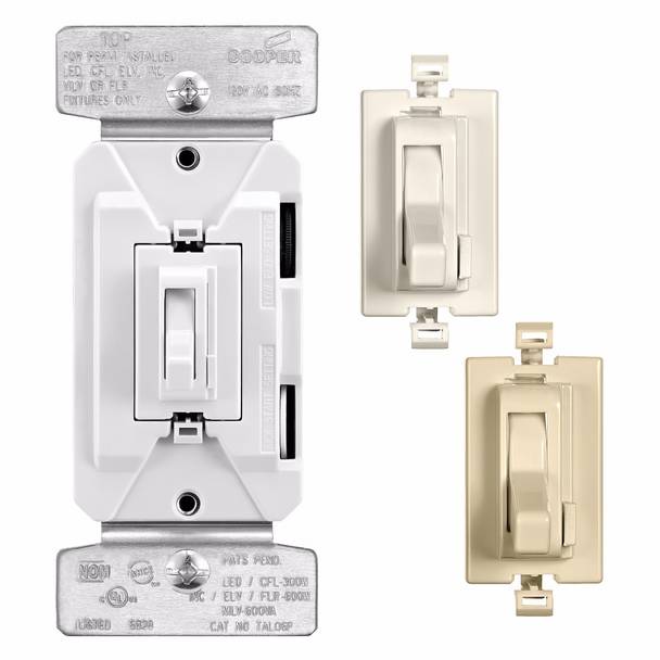EATON TAL06P2-C2 AL Series 3-Way Dimmer Switch, 120 VAC, 1 Pole, Light Almond/Ivory/White (Discontinued by Manufacturer)