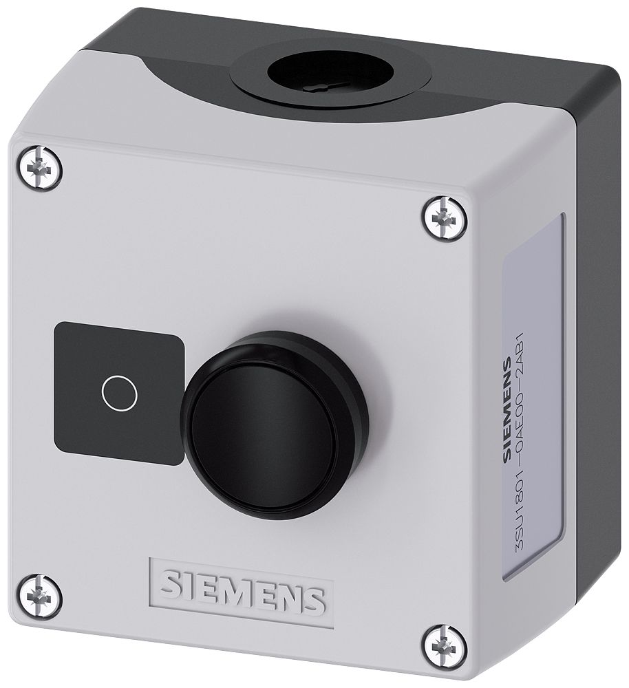 Siemens SIRIUS ACT 3SU18010AE002AB1 Round Pushbutton Control Station w/ Recess for Label, 5 to 500 VAC/VDC, 10 A, 1NC Contact, NEMA 1/2/3/3R/4/4X/12K/13/IP66/IP67/IP69/IP69K NEMA Rating
