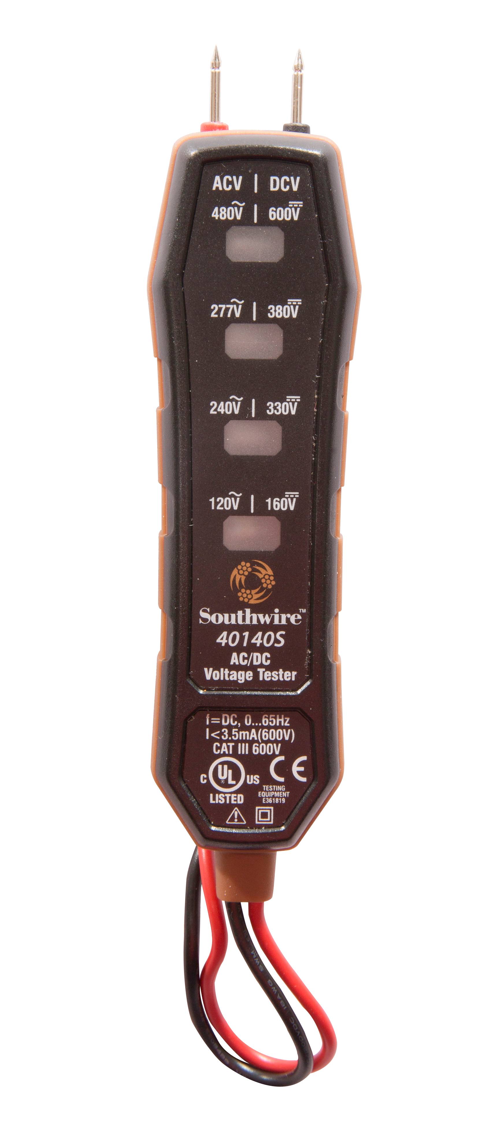 Southwire® 582927 4-Way AC/DC Voltage Tester, 480 VAC/600 VDC Max Measurable (Discontinued by Manufacturer)