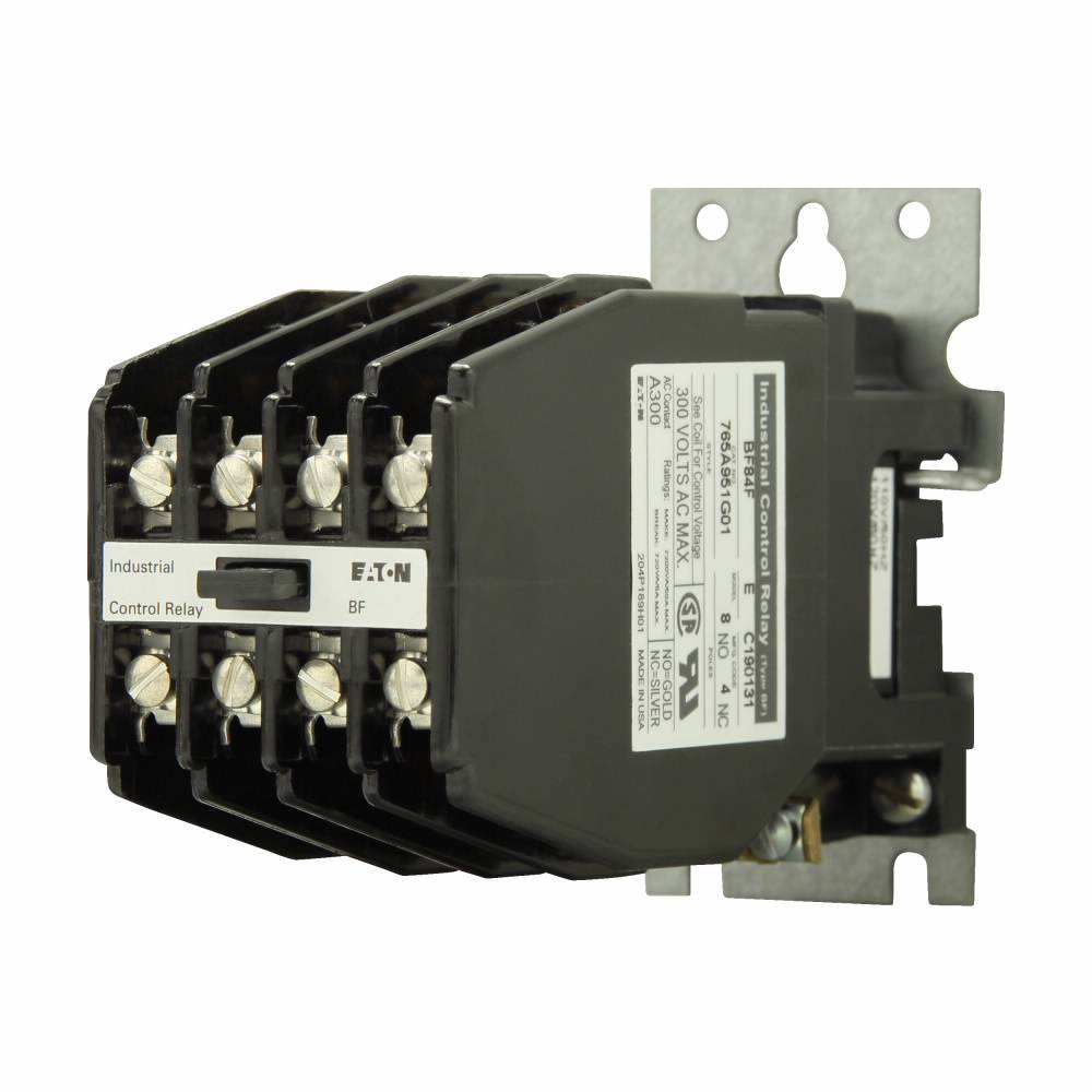 EATON BF84F Basic Fixed Contact Industrial AC Control Relay, 10 A, 8NO-4NC Contact, 110/120 VAC V Coil