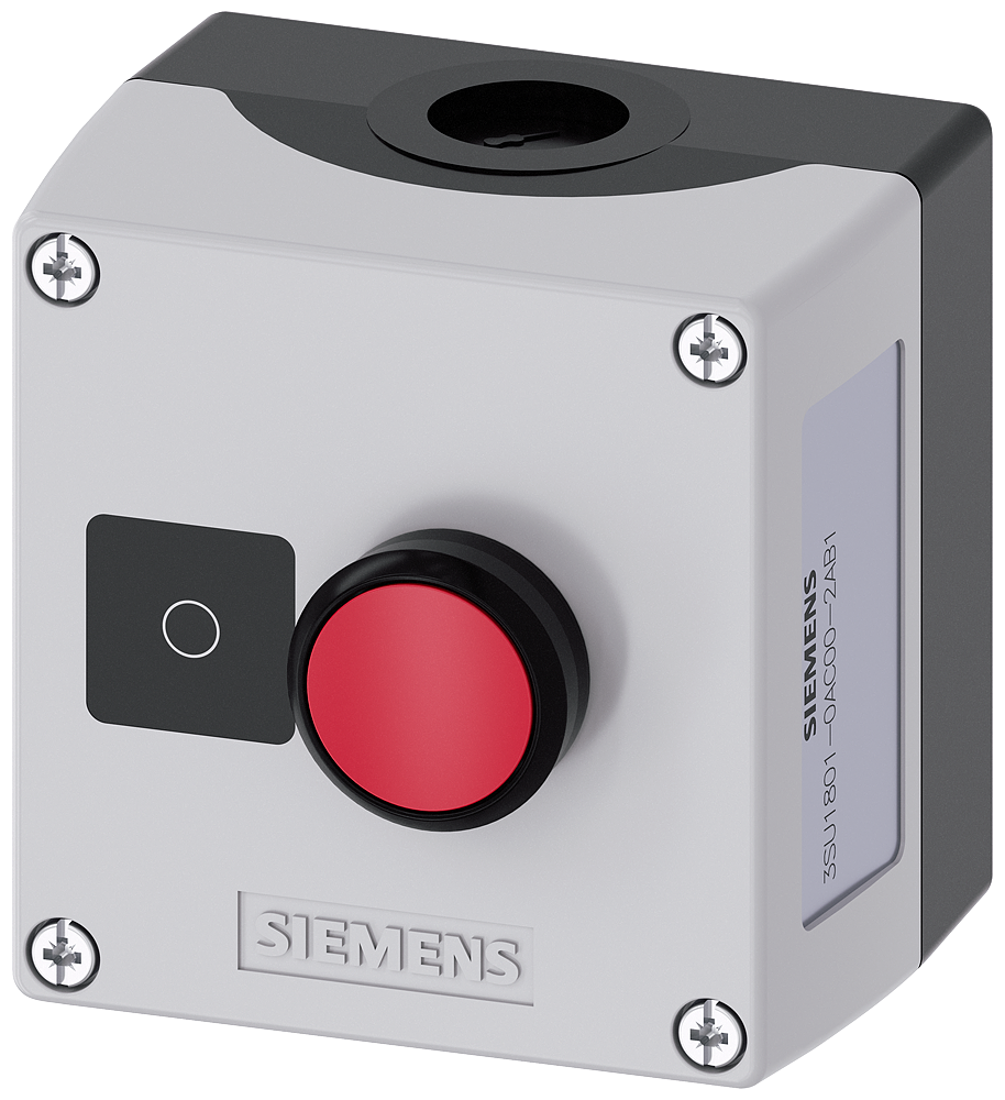 Siemens SIRIUS ACT 3SU18010AC002AB1 Round Pushbutton Control Station With Recess for Label, 5 to 500 VAC/VDC, 10 A, 1NC Contact, NEMA 1/2/3/3R/4/4X/12K/13/IP66/IP67/IP69/IP69K NEMA Rating