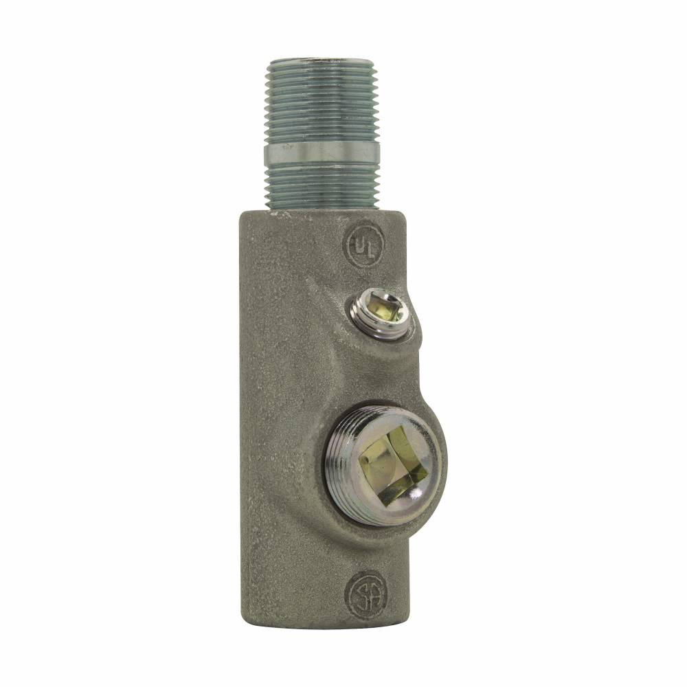 EATON Crouse-Hinds EYS516 Conduit Sealing Fitting, 1-1/2 in MNPT x 1/2 in FNPT, For Use With Conduit System, Ductile Iron/Feraloy® Iron Alloy, Aluminum Acrylic Painted/Electro-Galvanized