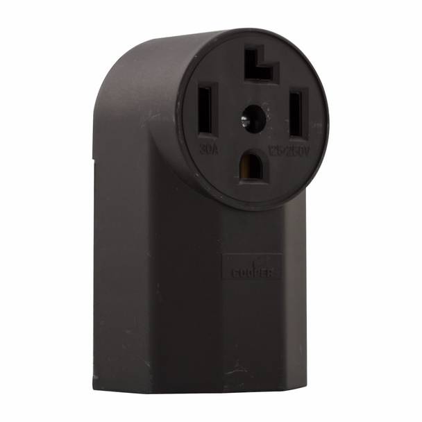 EATON Arrow Hart™ Eaton Wiring Devices 1225 Single Straight Blade Receptacle, 125/250 VAC, 30 A, 3 Poles, 4 Wires, Black