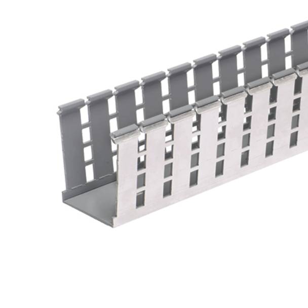 Panduit® G2X3LG6EMI Type G Shielded Slotted Wall Wiring Duct With DIN 43 659 Mounting Holes, 0.31 in Wide Slot Slot, 2-1/4 in W x 3 in D, Aluminum/PVC