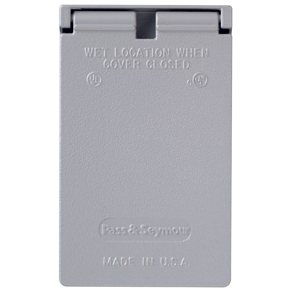 Pass & Seymour® CA723G Heavy Duty Weatherproof Cover With (1) Self Closing Lid, 1-3/4 in Dia, 4.6 in L x 2.81 in W, Die Cast Aluminum