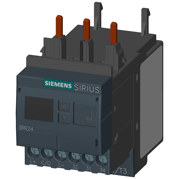 Siemens SIRIUS 3RR24421AA40 3-Phase Digitally Adjustable Current Monitoring Relay, 24 VDC, 4 to 40 A, 1CO Contact