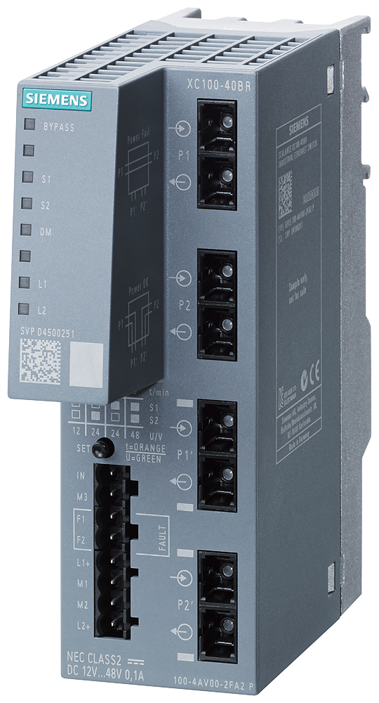 Siemens SIMATIC 6GK51004AV002DA2 XC100-4OBR Power Supply Module, 12/48 VDC Input, 0.1 A Input (Planned Obsolescence by Manufacturer)