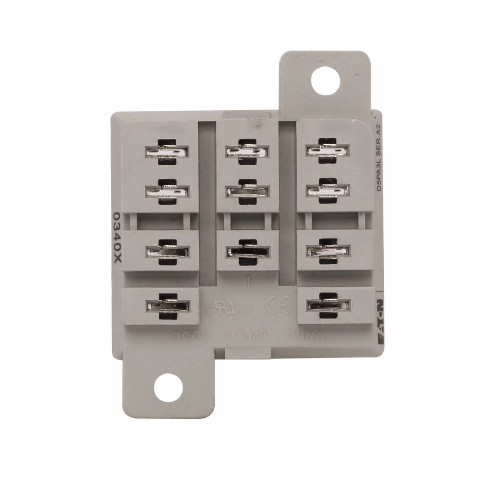EATON D5PA3L Relay Socket, 300 VAC, 15 A, For Use With D5 Series Relay
