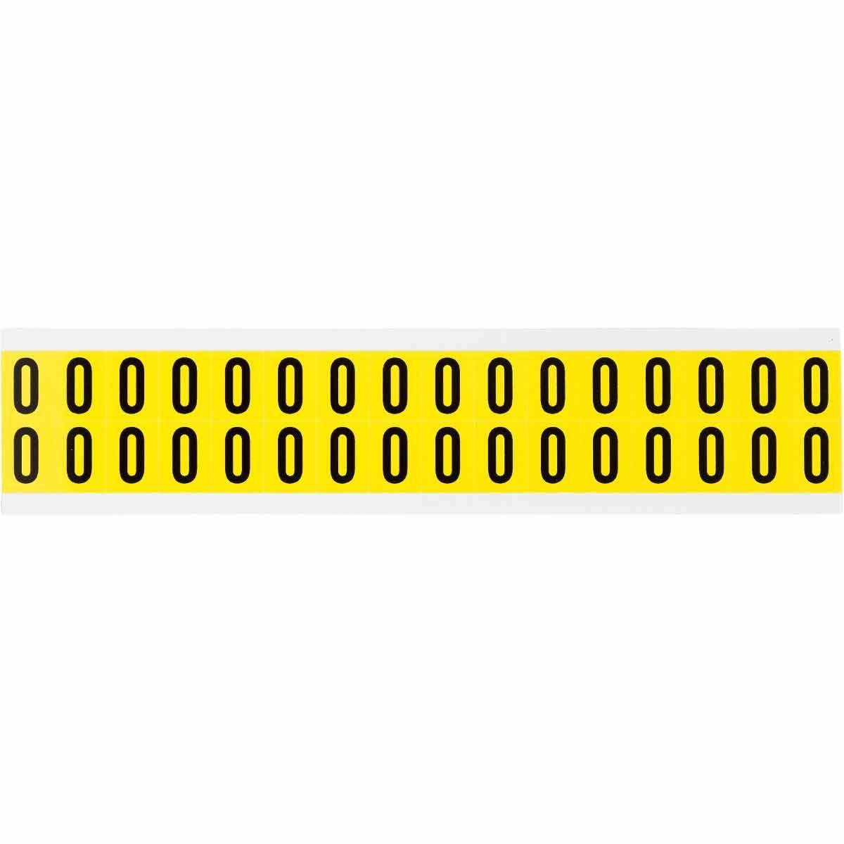 Brady® 3420-0 Non-Reflective Number Label, Black 0 Character, 5/8 in H x 9/16 in W, Yellow Background, B-498 Vinyl Coated Fabric