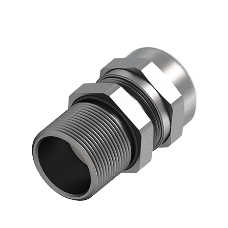 Hoffman Hazloc EBU4MBNCWCLE HLY Type EBU Cable Gland, M40x1.5 Thread, 0.87 to 0.94 in Cable, 0.71 in L Thread, Brass, Nickel Plated