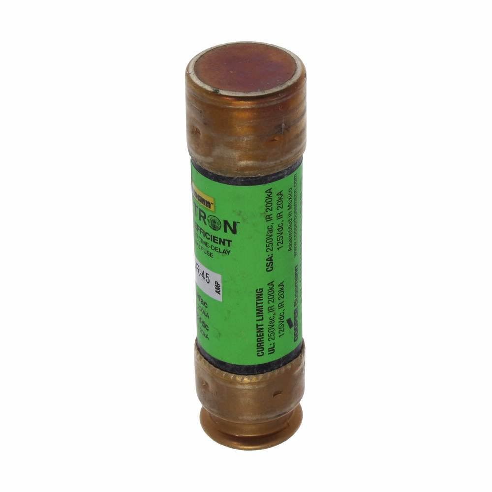 Bussmann Fusetron™ FRN-R-45 Current Limiting Time Delay Fuse, 45 A, 250 VAC/125 VDC, 20/200 kA Interrupt, RK5 Class, Cylindrical Body